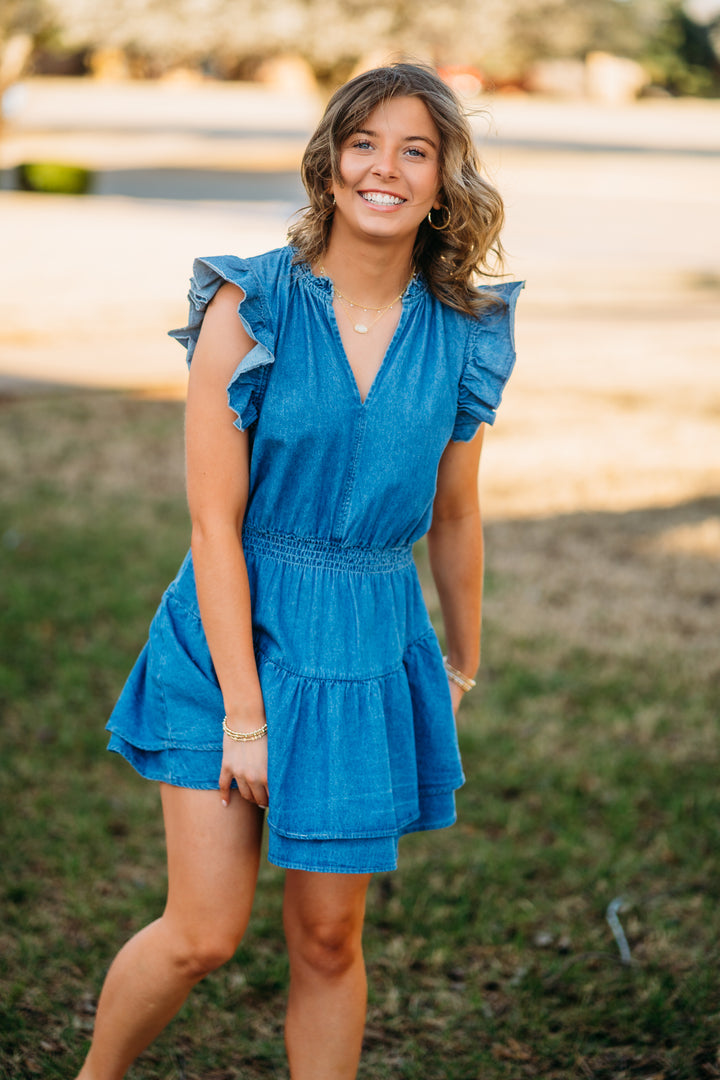 Steve Madden: Prairie Dream Dress in Chambray Blue