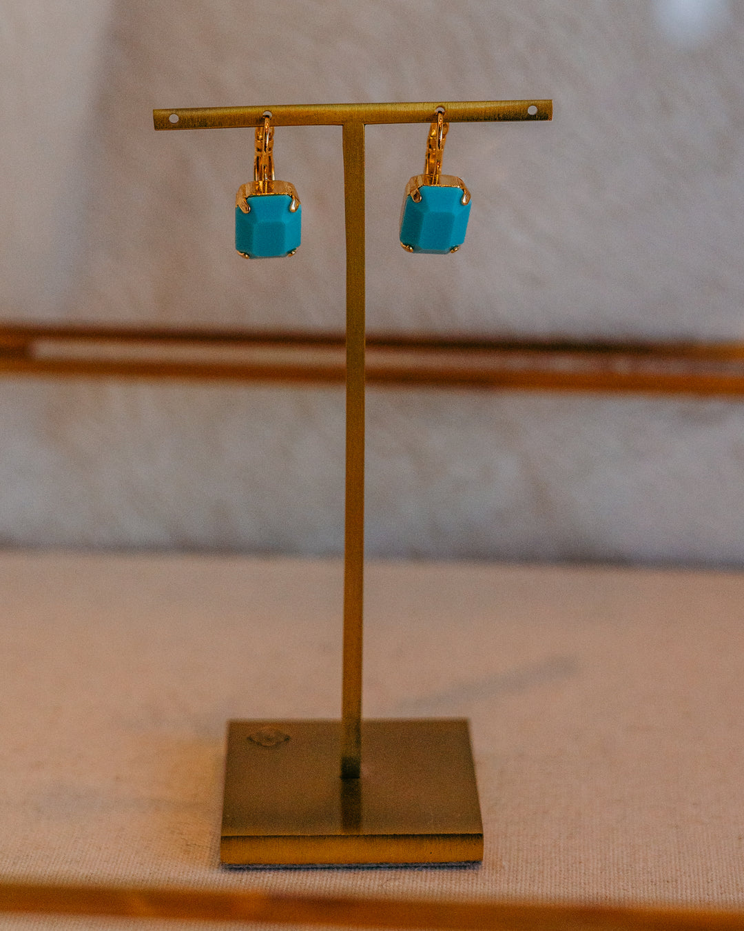 Mariana: Turquoise Stone Earrings - E-1421/1-267-YG6