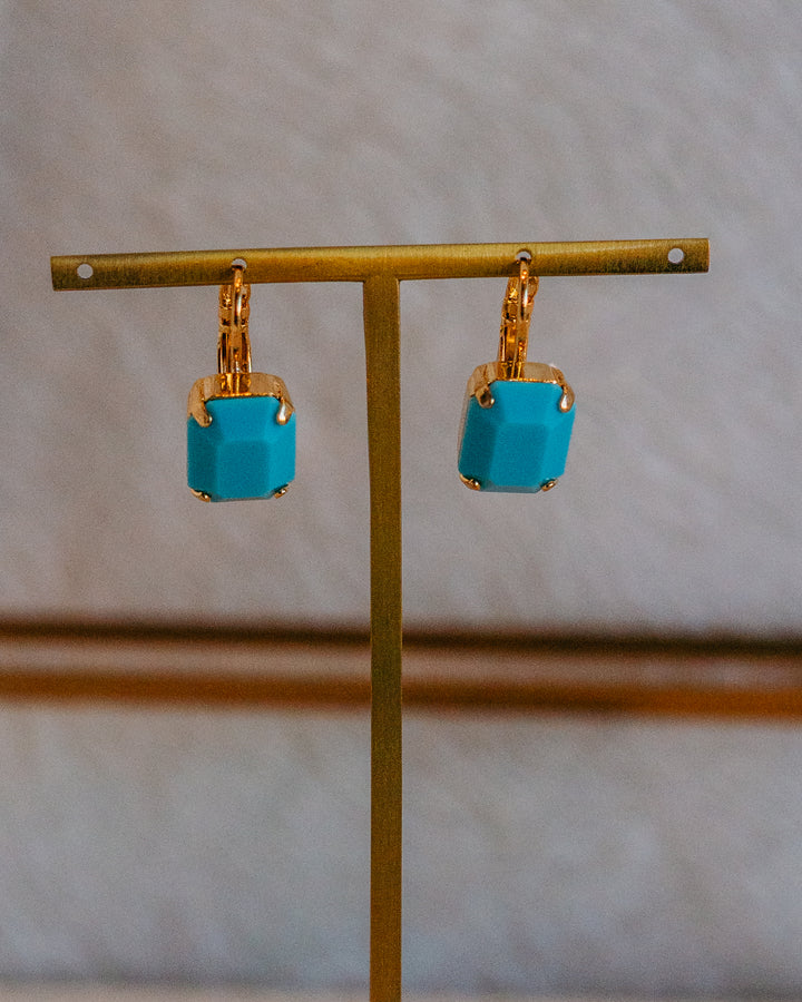 Mariana: Turquoise Stone Earrings - E-1421/1-267-YG6