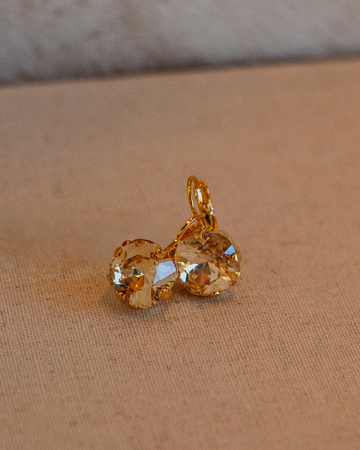 Mariana: Clear One Stone Lever Back Earrings - E-1326/4-216-YG6