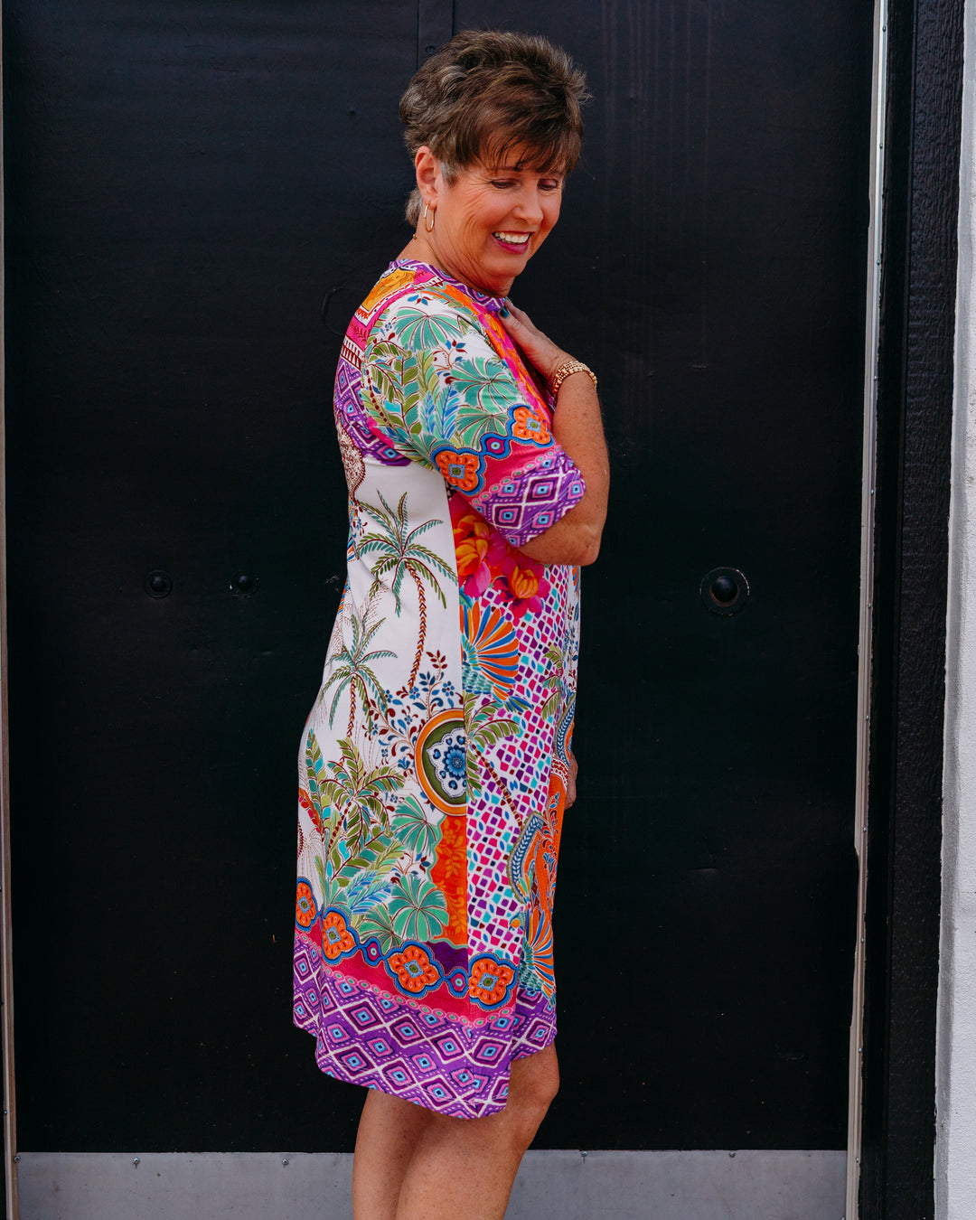 Johnny Was: The Janie Favorite Elbow Sleeve Swing Dress in Avela (T31326)