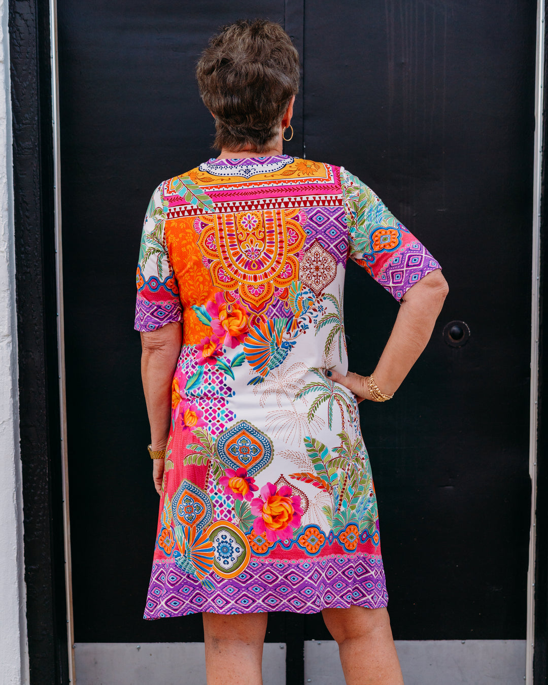 Johnny Was: The Janie Favorite Elbow Sleeve Swing Dress in Avela (T31326)