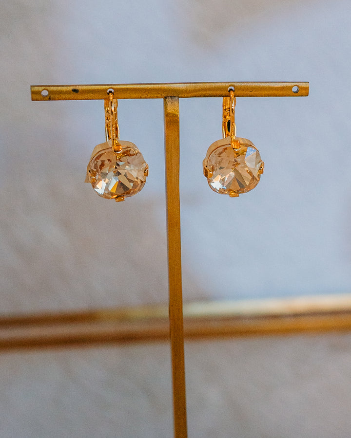 Mariana: Clear One Stone Lever Back Earrings - E-1326/4-216-YG6