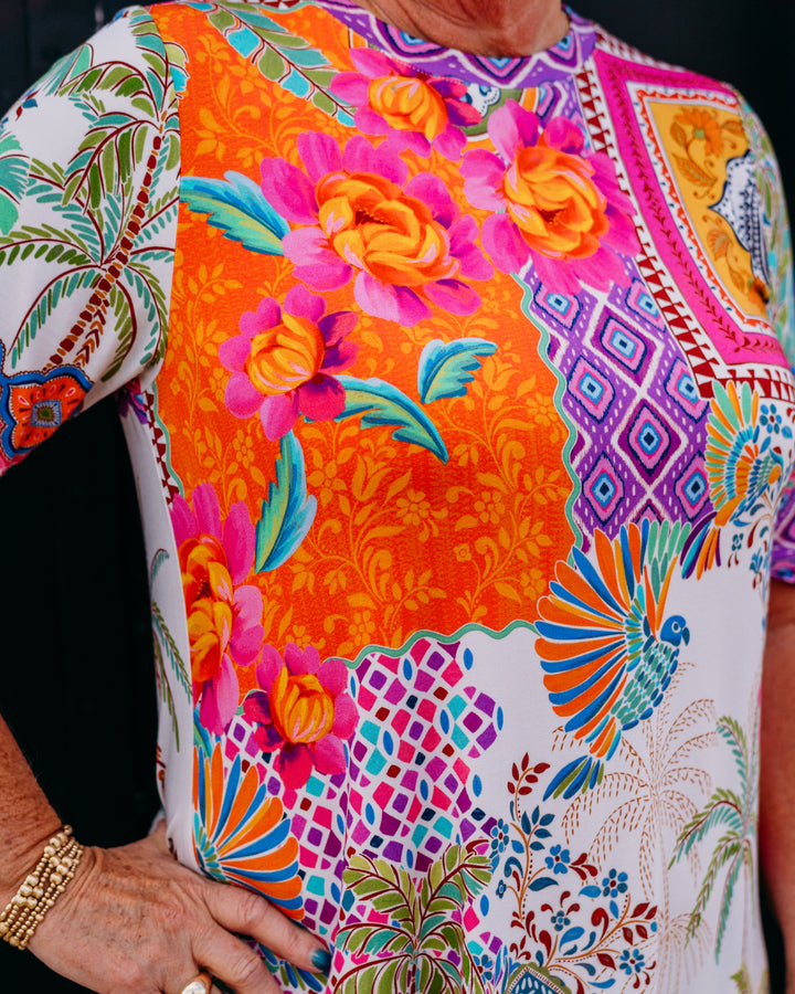 Johnny Was: The Janie Favorite Elbow Sleeve Swing Dress in Avela (T31326)