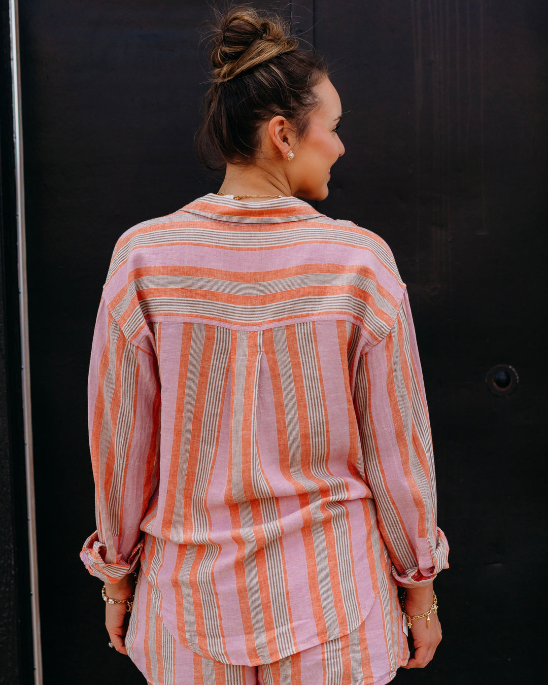 Z Supply: The Perfect Striped Button Up in Tiger Lily (ZT262689)