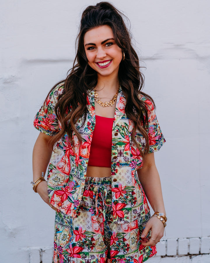 Joy Joy: Pocket Shirt in Floral Patch (76A7631) - The Vogue Boutique