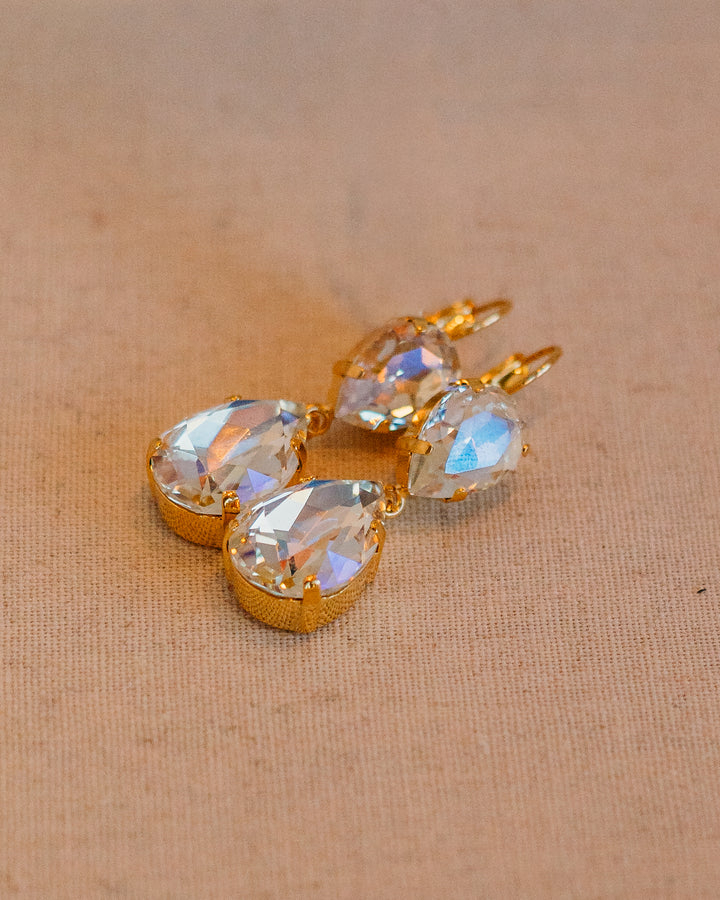Mariana: Clear Two Stone Tear Drop Earring - E-1032/40-001MOL-YG6