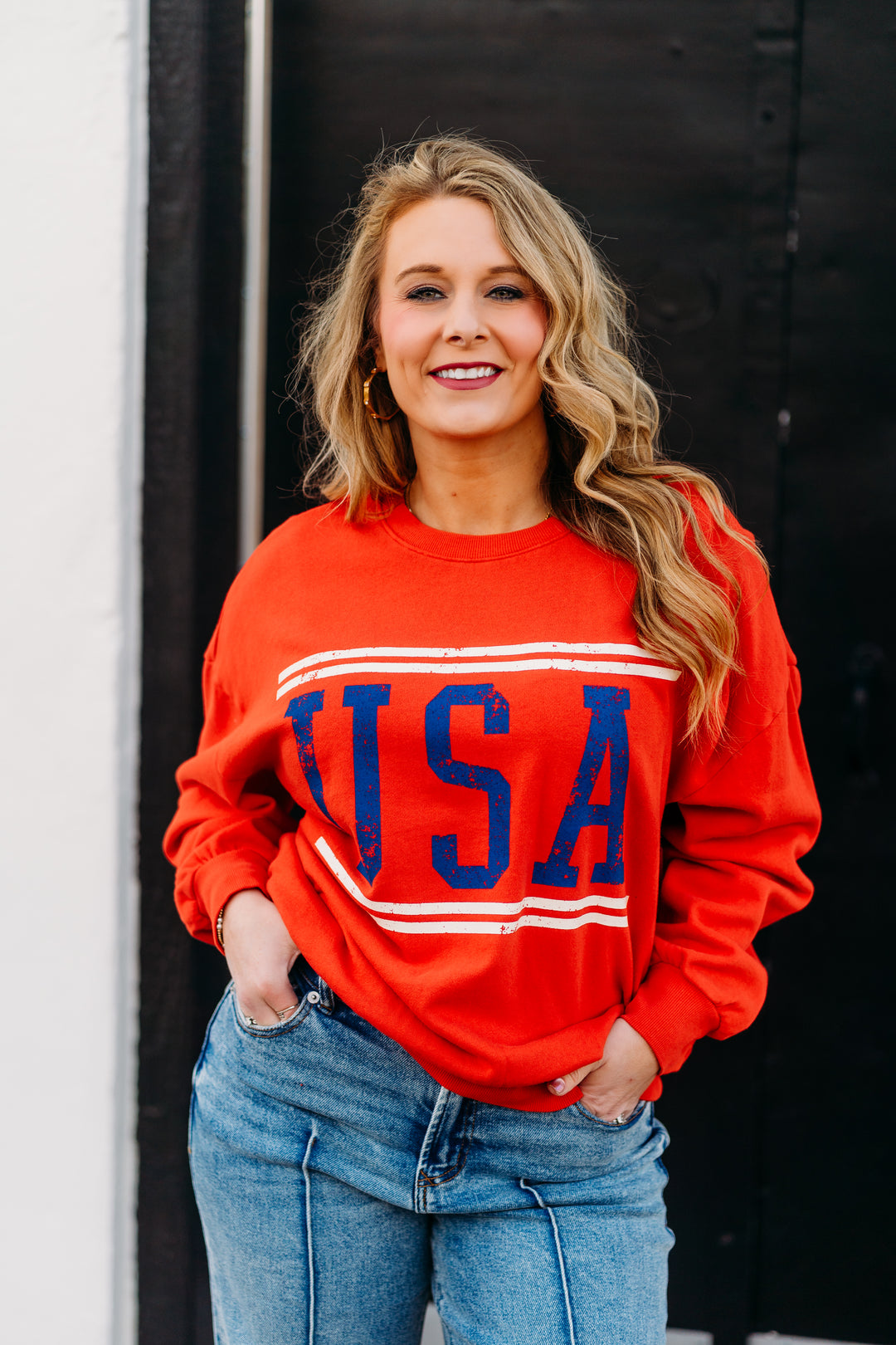 Z Supply: USA Sunday Sweatshirt in Cabana Red