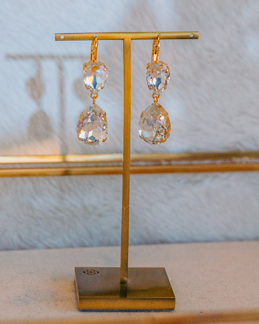 Mariana: Clear Two Stone Tear Drop Earring - E-1032/40-001MOL-YG6
