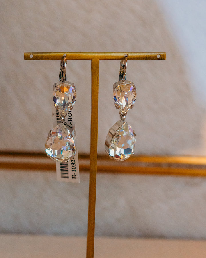 Mariana: Clear 2 Stone Drop Earring  E-1032/40-001MOL-RO6