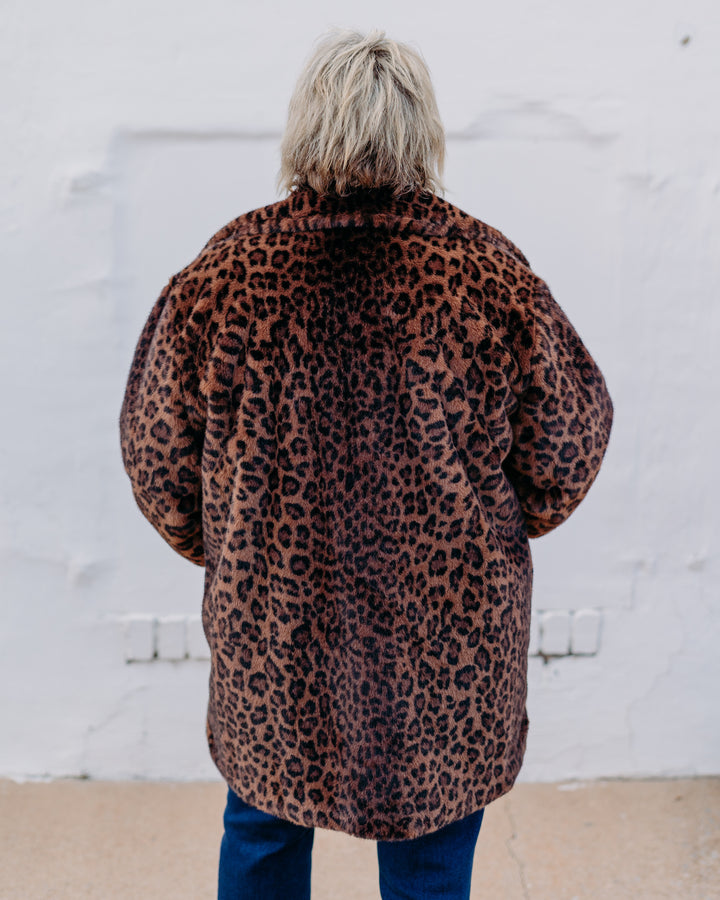 Joseph Ribkoff: Faux Fur Leopard Print Double-Breasted Coat (253937)