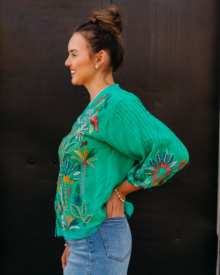 Johnny Was: Luna Shirt in Bright Green (C17426)
