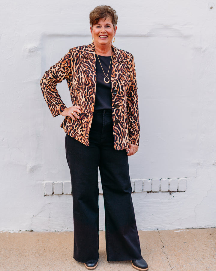 Joseph Ribkoff: Silky Knit Animal Print Fitted Blazer (253051)