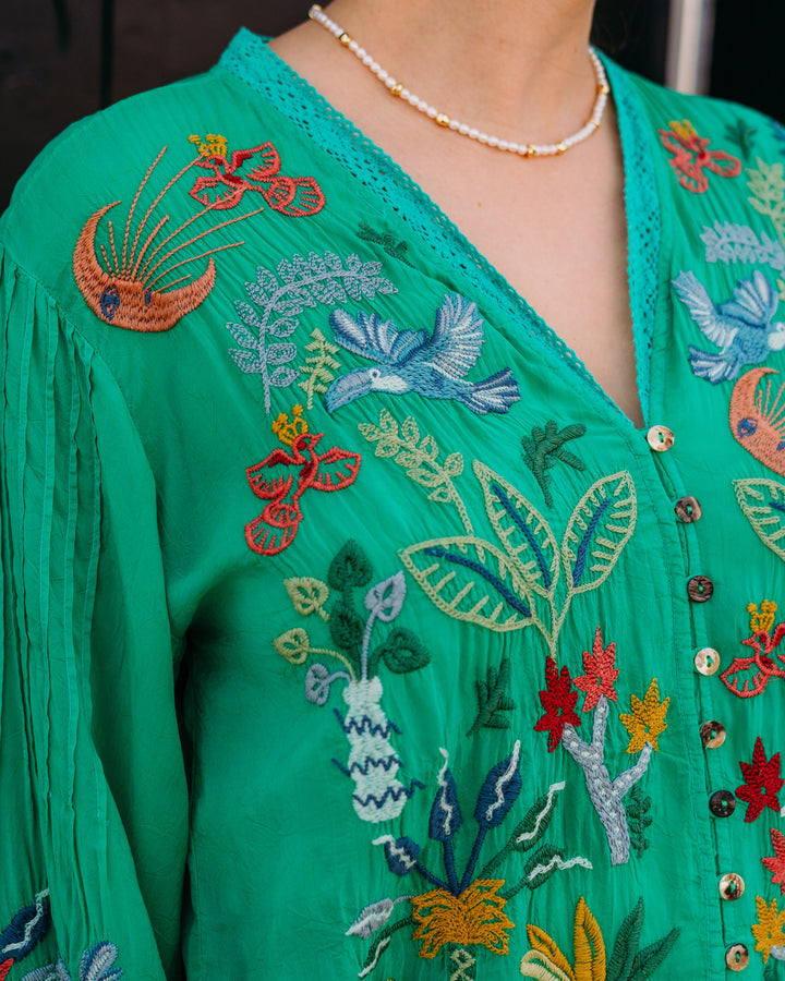 Johnny Was: Luna Shirt in Bright Green (C17426)
