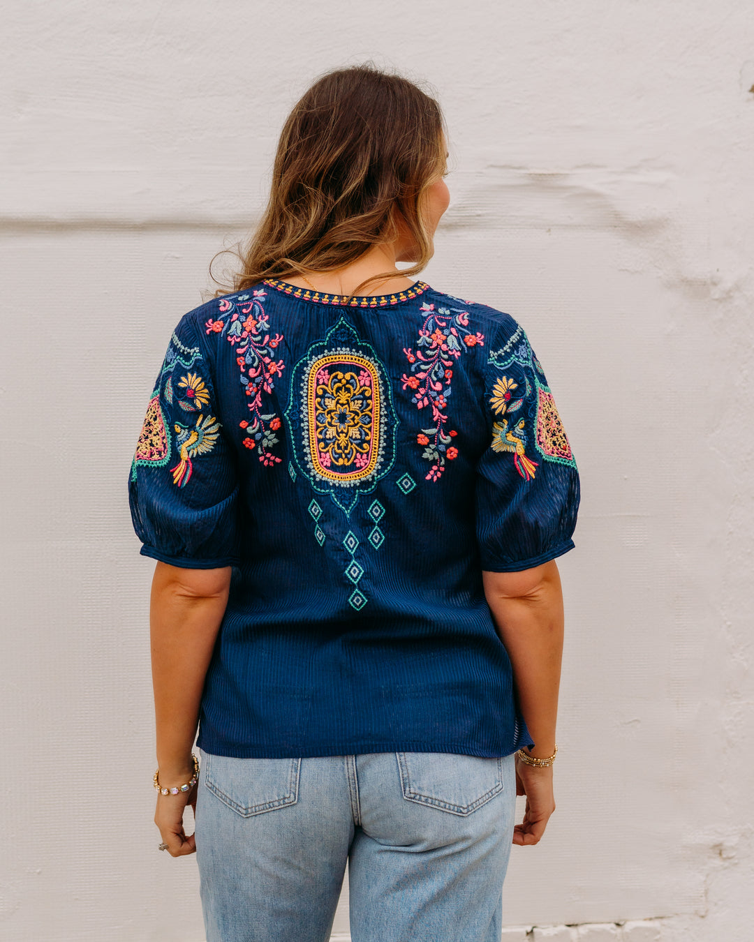 Johnny Was: Margot Short Sleeve Blouse in Blue Night (C17126)