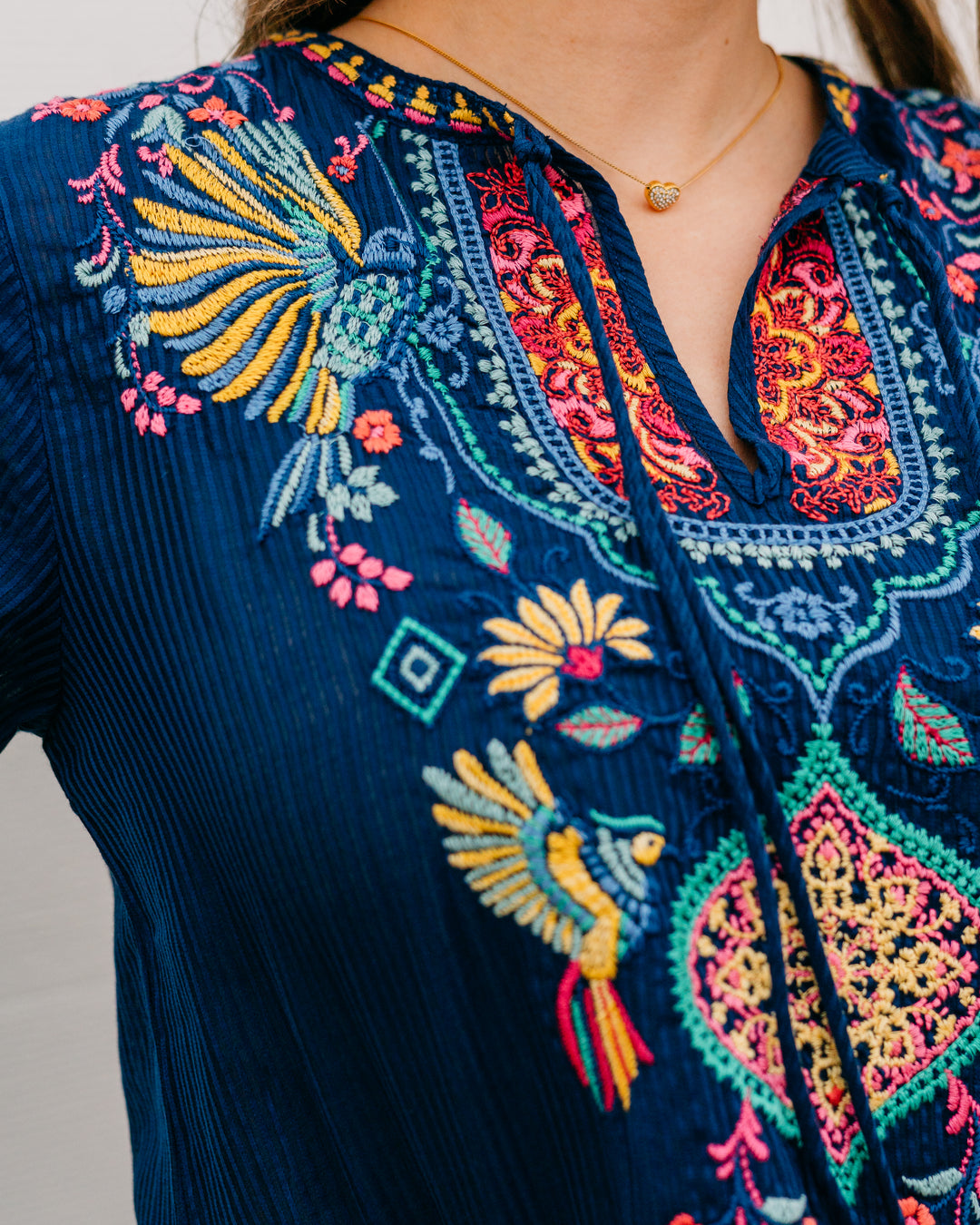 Johnny Was: Margot Short Sleeve Blouse in Blue Night (C17126)