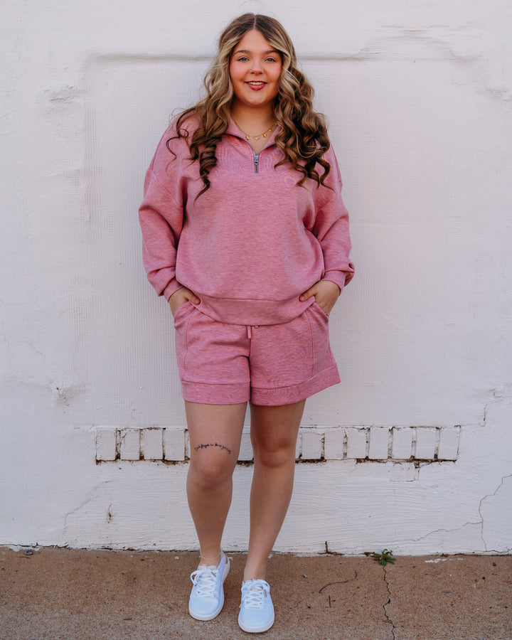 Varley: Atrium High Rise Short 4.5 in Rose Marl (VAR01759) - The Vogue Boutique
