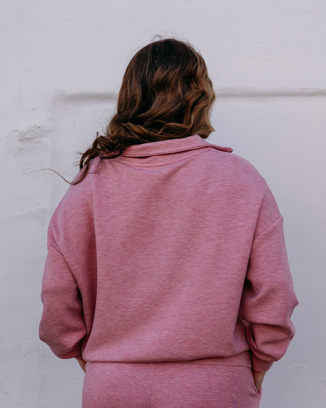 Varley: Hawley Half Zip Sweat in Rose Marl (VAR01461) - The Vogue Boutique