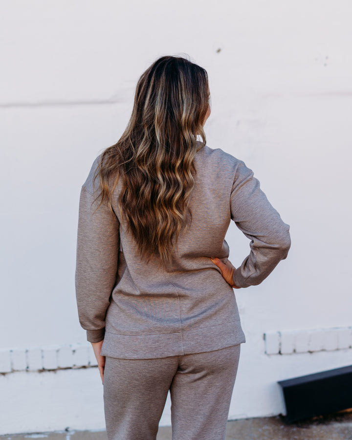 Spanx: Brushed AE Crewneck Top in Birch Heather