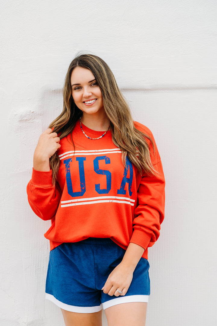 Z Supply: USA Sunday Sweatshirt in Cabana Red