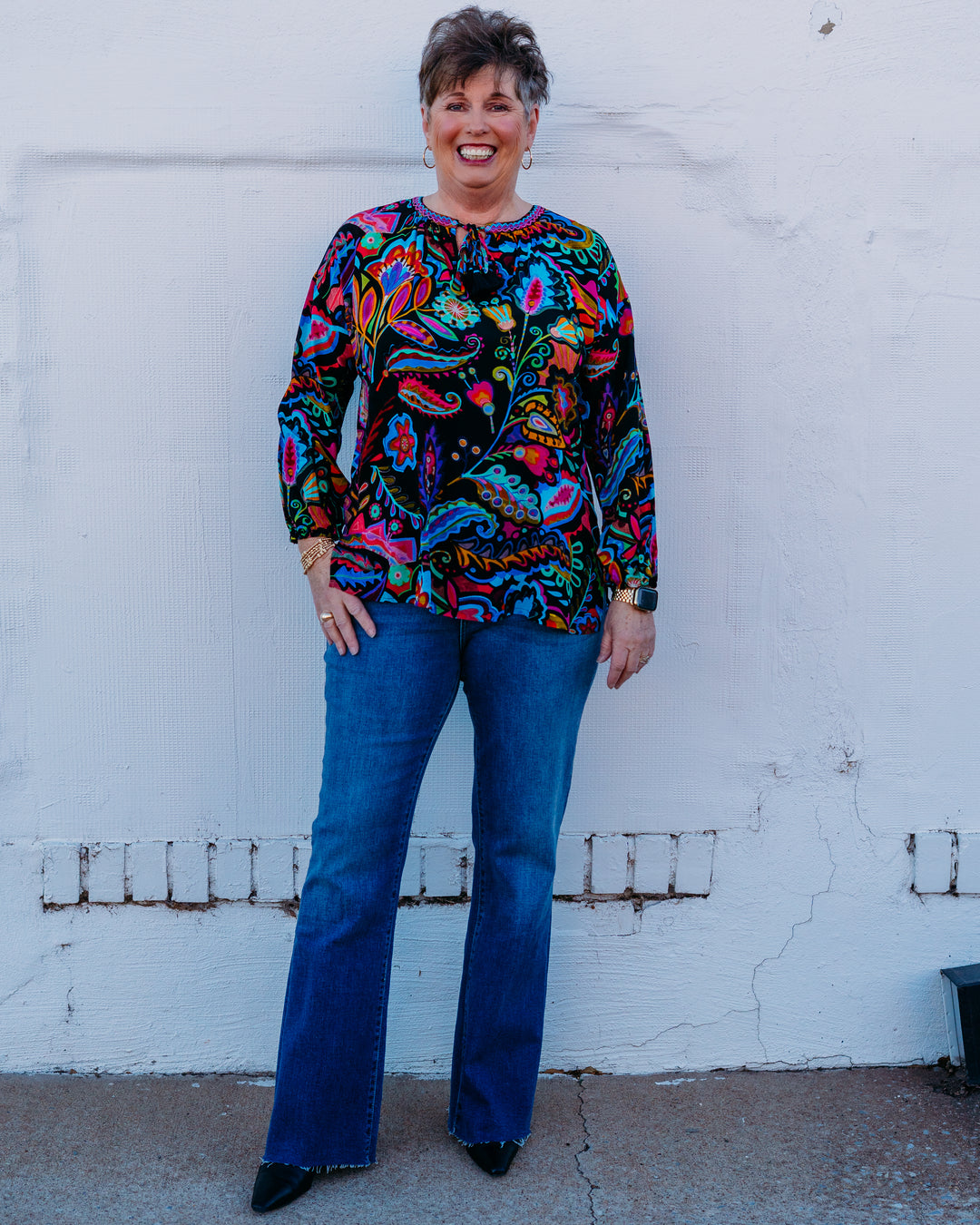 Johnny Was: Margot Blouse in Dark Silvana