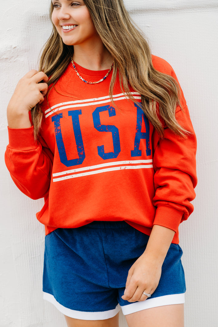 Z Supply: USA Sunday Sweatshirt in Cabana Red