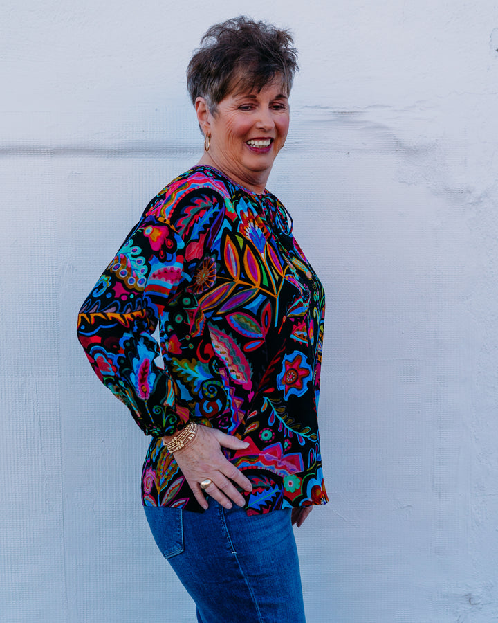 Johnny Was: Margot Blouse in Dark Silvana