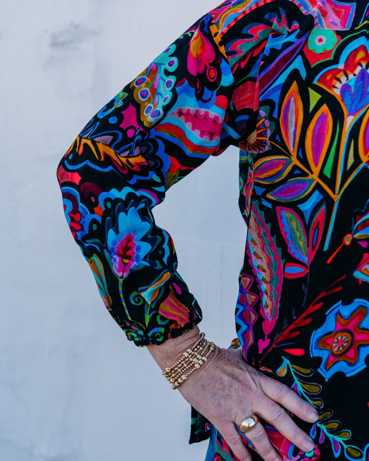 Johnny Was: Margot Blouse in Dark Silvana