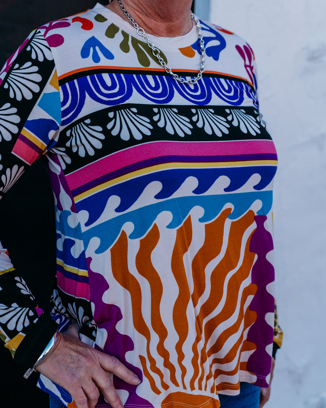 Johnny Was: The Janie Favorite Long Sleeve Crew Neck Swing Tee in Solstice Canyon