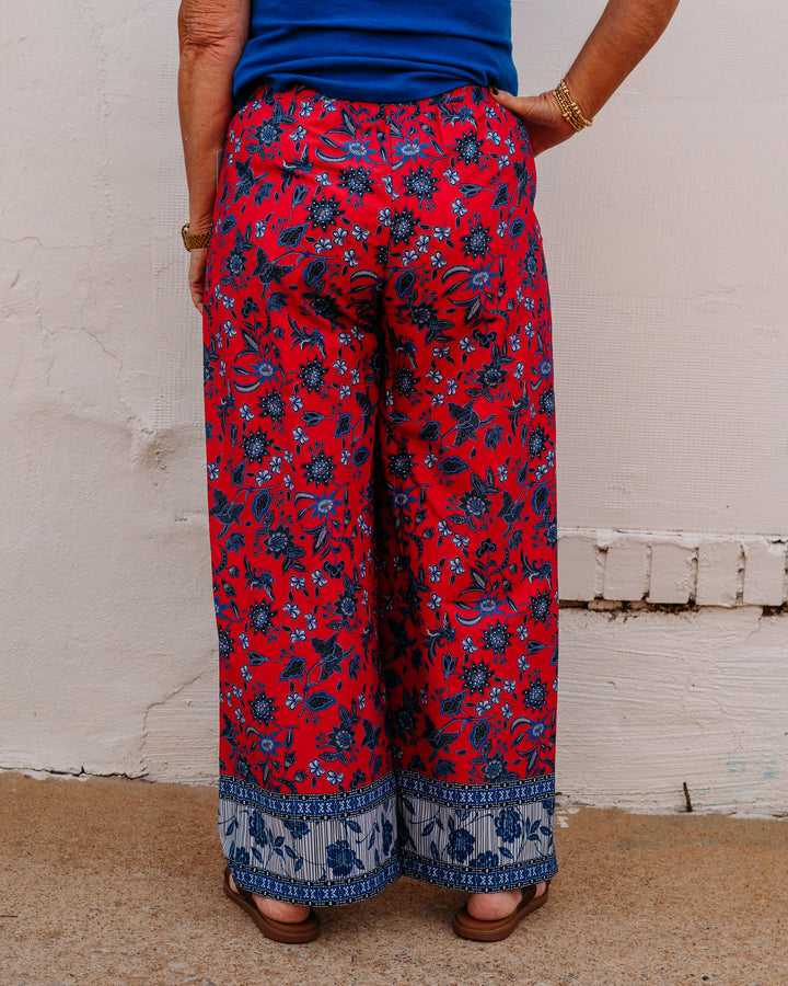 Karen Kane: Drawstring Cropped Pants In Rhythm and Blues (1L48601) - The Vogue Boutique