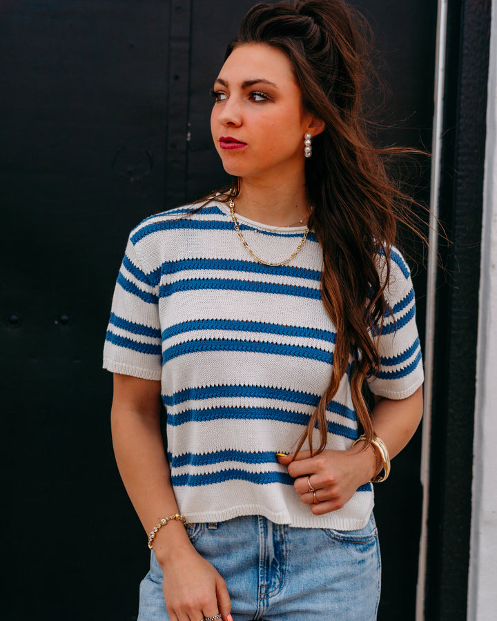 Z Supply: Prado Stripe Sweater Tee in Lake Blue (ZW262905)