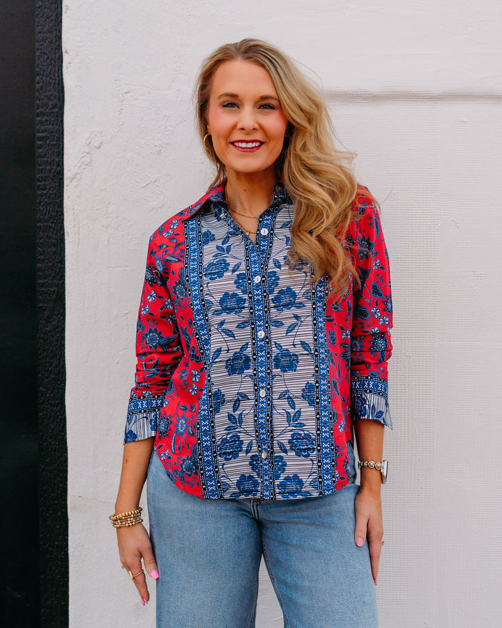 Karen Kane: Ruched Sleeve Shirt In Red (1L48602)