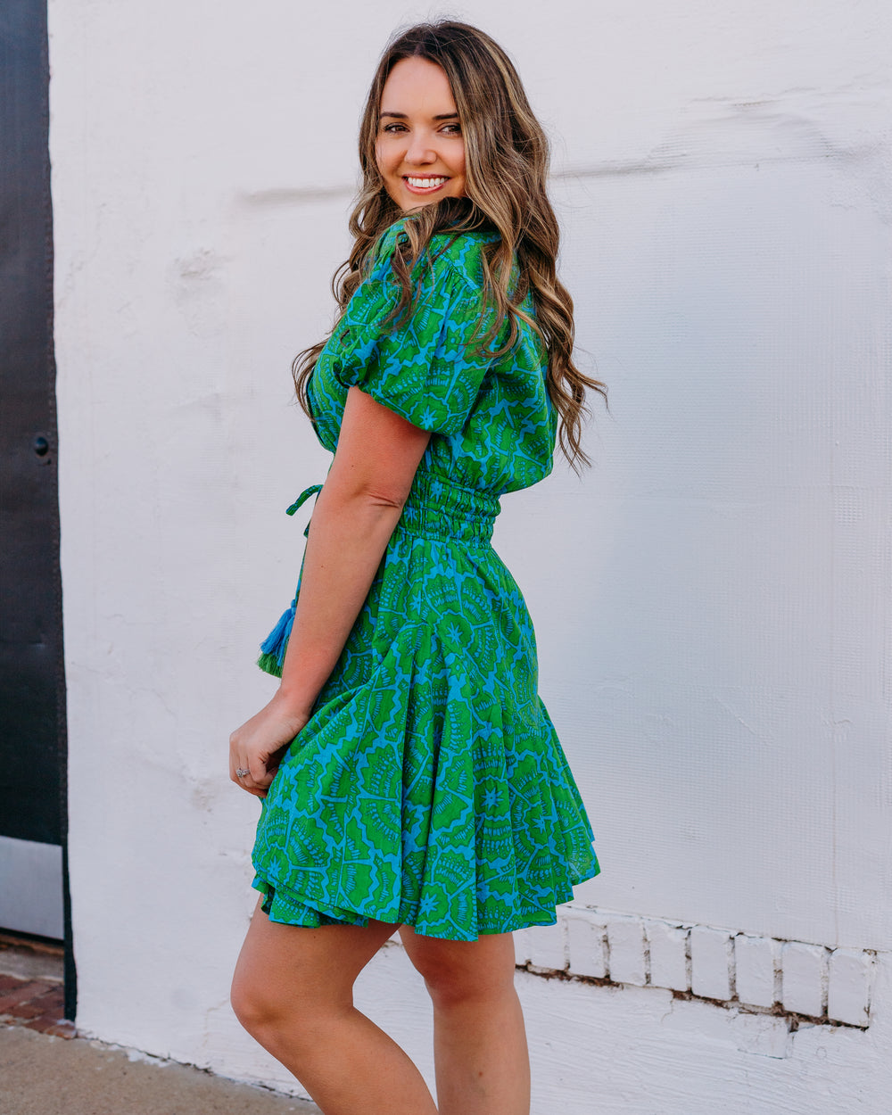 Uncle Frank: Flounced Hem Shirt Dress in Green (74632) - The Vogue Boutique