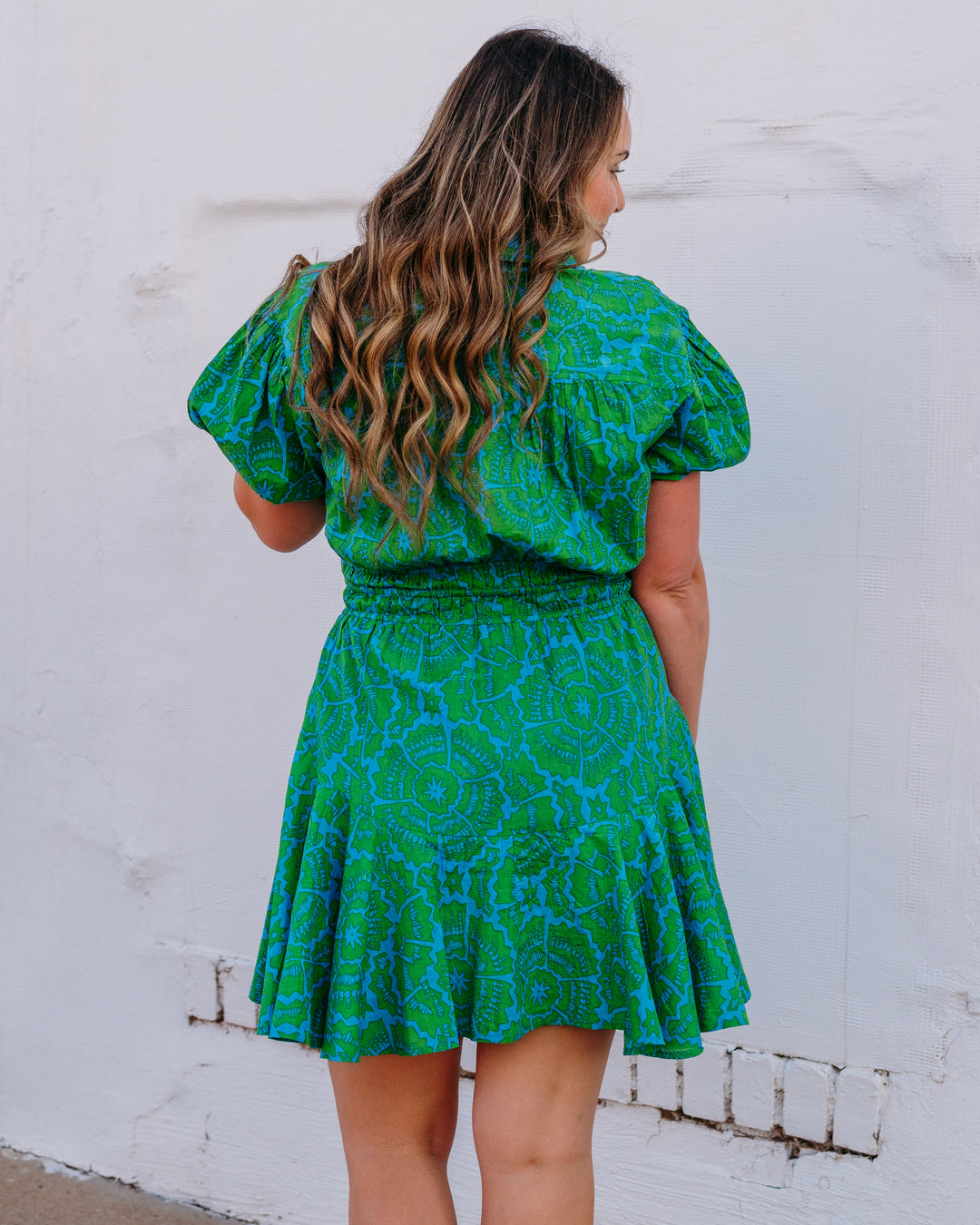 Uncle Frank: Flounced Hem Shirt Dress in Green (74632) - The Vogue Boutique