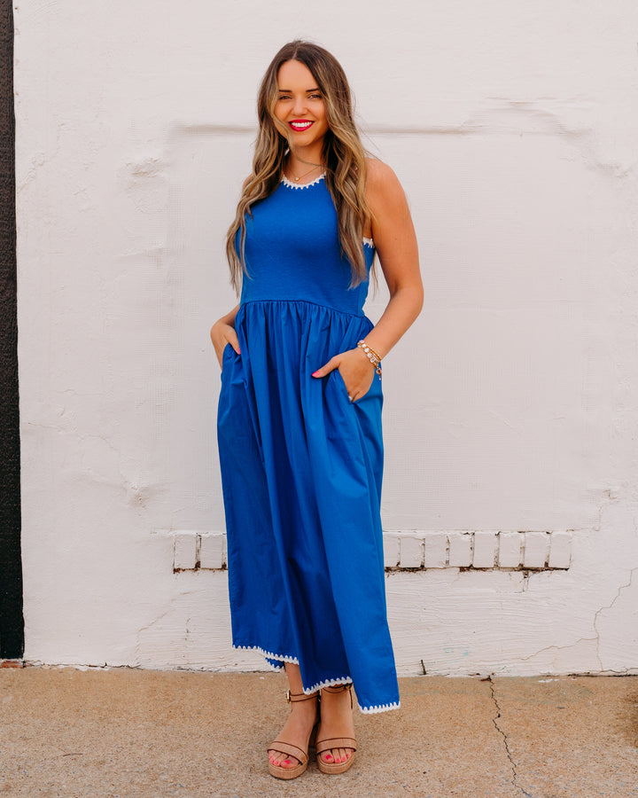 Karen Kane: Edge Stitch Midi Dress in Rhythm and Blues (1L46800)