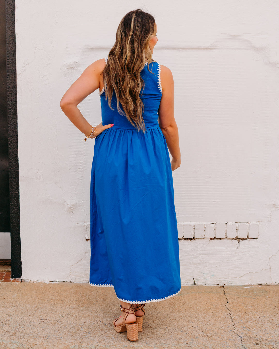 Karen Kane: Edge Stitch Midi Dress in Rhythm and Blues (1L46800)