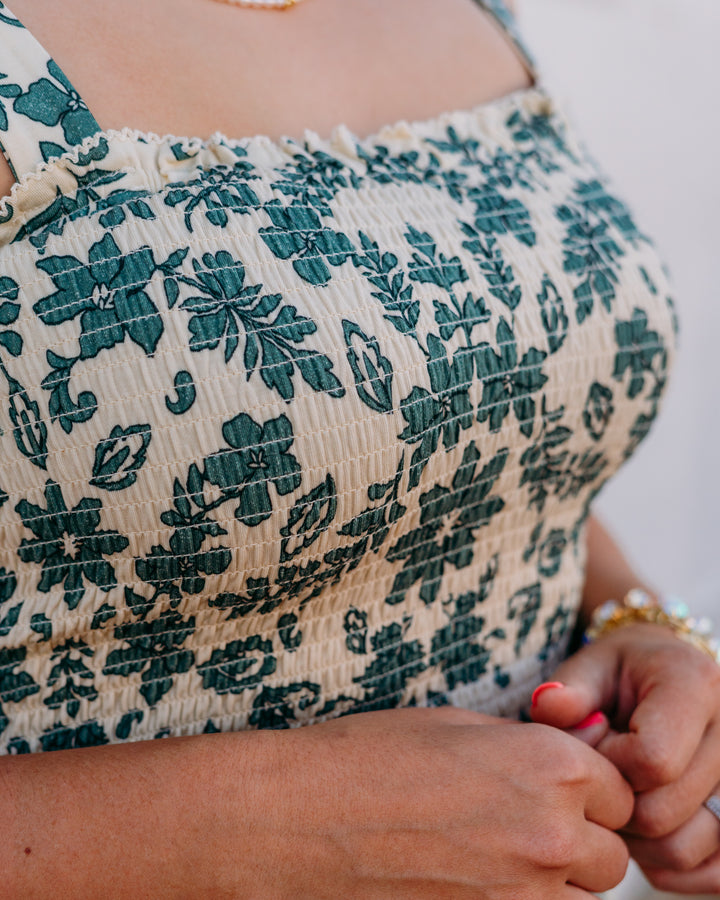 Z Supply: Leya Tera Paisley Smocked Top in Everglade - The Vogue Boutique