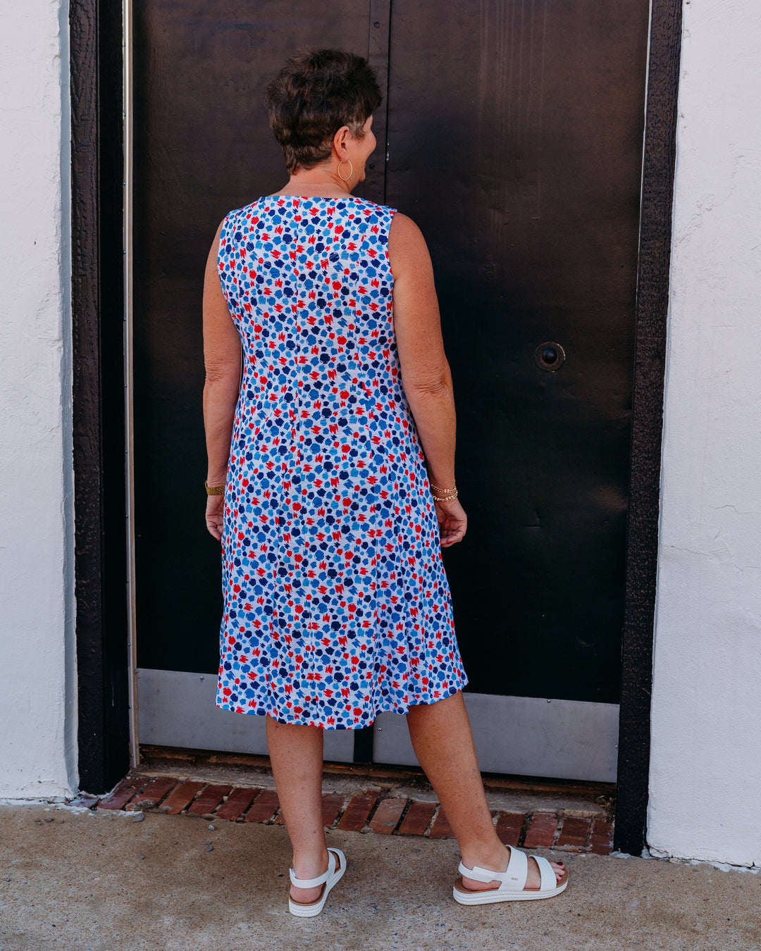 Multiples: Multi-Panel Scoop Neck Tank Dress in Multi (M26104DM)