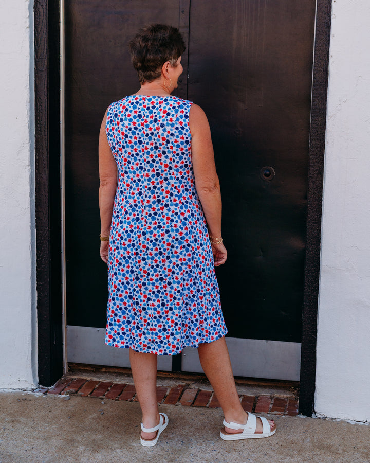 Multiples: Multi-Panel Scoop Neck Tank Dress in Multi (M26104DM)