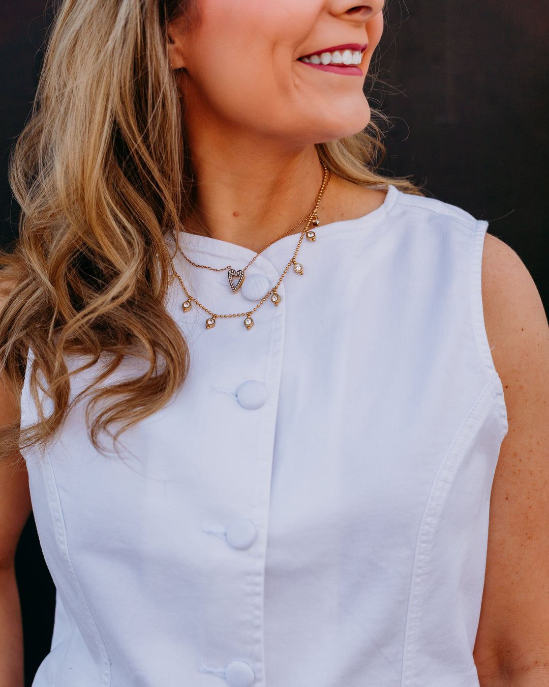 French Dressing Jeans: Button Front Vest in White (1143511)