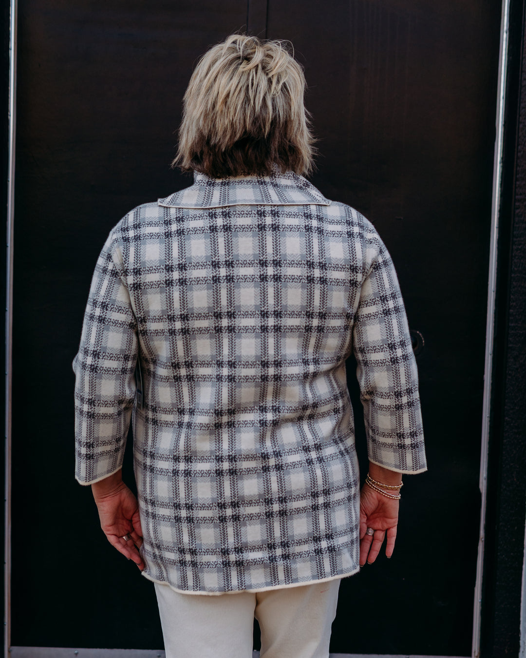 Multiples: 3/4 Sleeve Drop Shoulder Cowl Collar Knit Top M45512KM