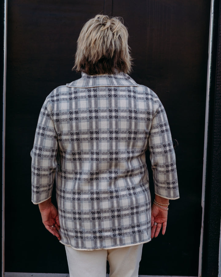 Multiples: 3/4 Sleeve Drop Shoulder Cowl Collar Knit Top M45512KM