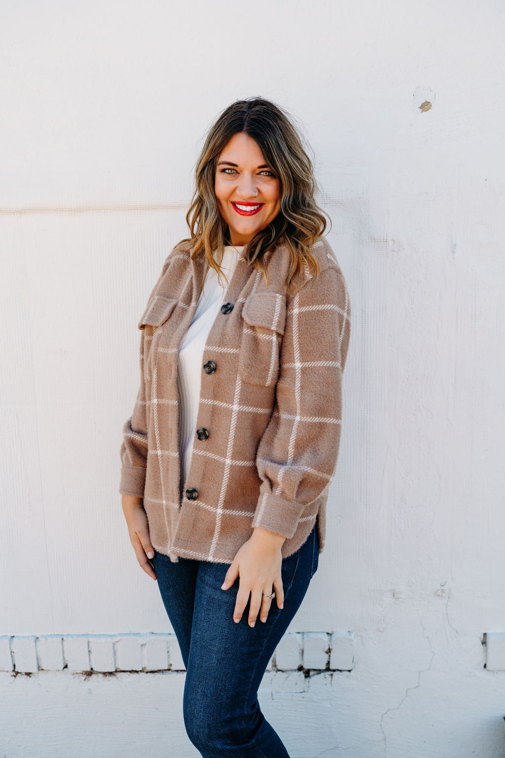Z Supply: Plaid Tucker Jacket in Heather Taupe ZJ213286