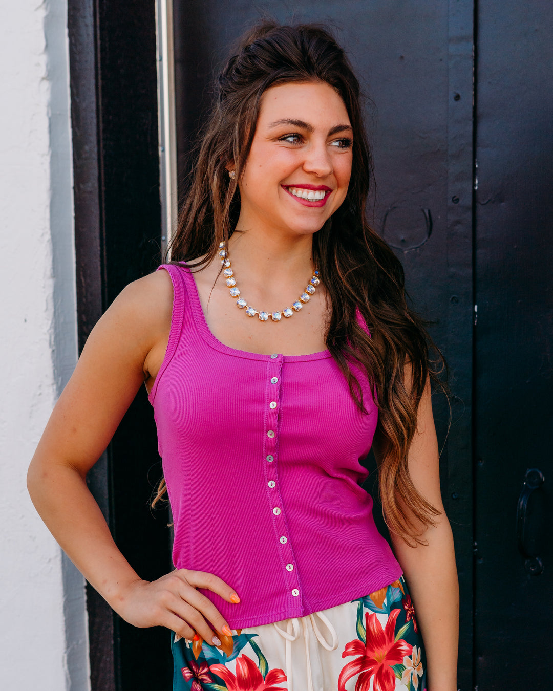 Z Supply: Niko Scallop Rib Tank Top in Berry Blush - The Vogue Boutique