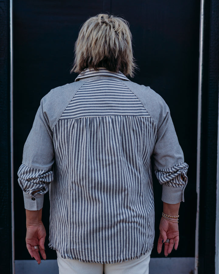 Multiples: Cuffed Raglan Striped Flannel Shirt M45506BM