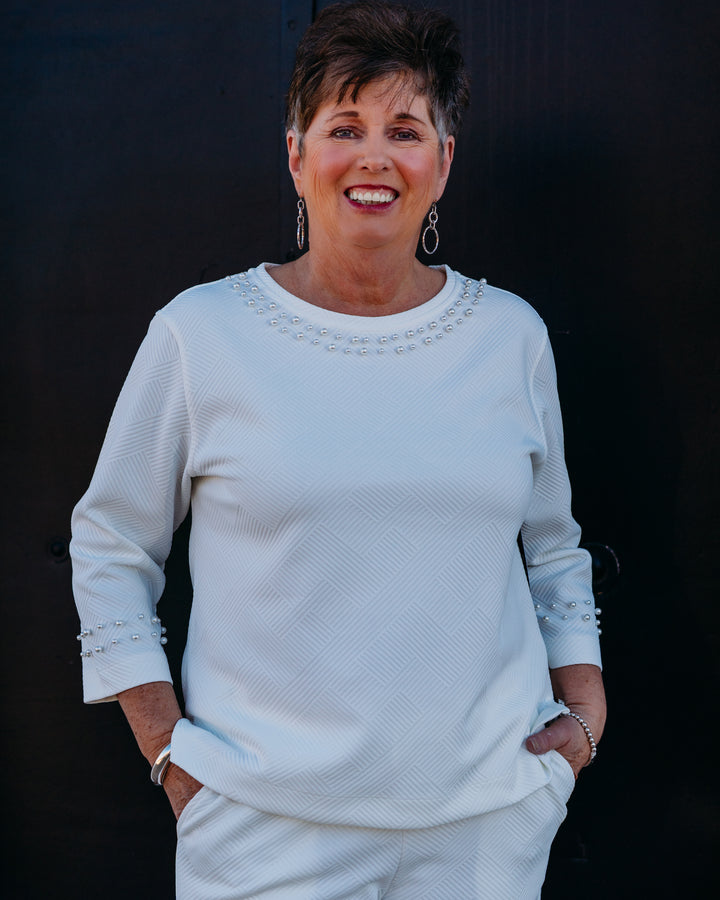 Multiples: (Slimsation) Soft White 3/4 Sleeve Wide Tank (M16708TM)