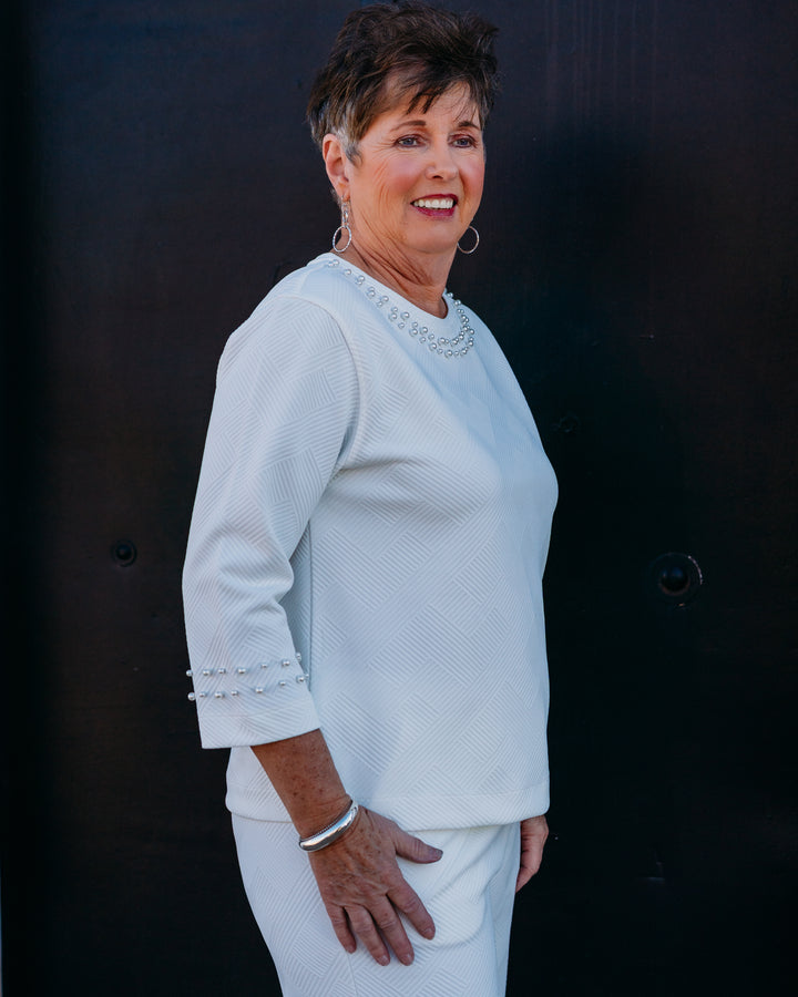 Multiples: (Slimsation) Soft White 3/4 Sleeve Wide Tank (M16708TM)