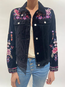 Johnny Was: Curacao Cotton Velvet Trucker Jacket in Black