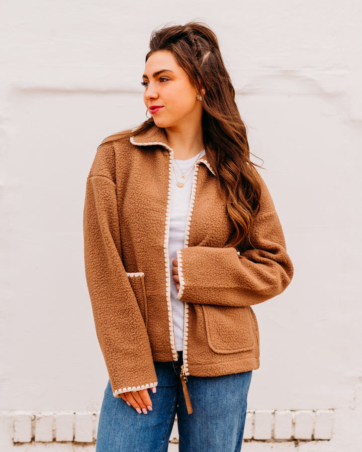 Varley: Ruiko Zip Through Fleece in Cocoa Dust