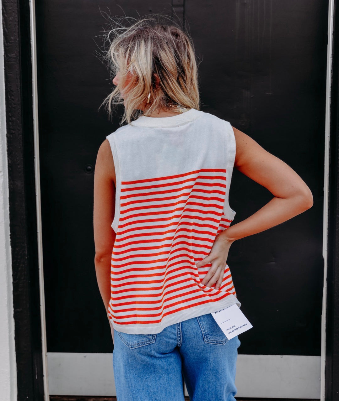 Queen Of Sparkles: Licensed Oklahoma State Mascot Striped Knit Tank in Multi